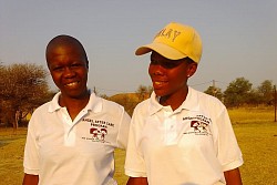 Angy Motlhajane Motlhabane and Botoba Belly Marwane a teacher who works with her at Angel after Care Center in Pella-Motlhako Village in the North West.