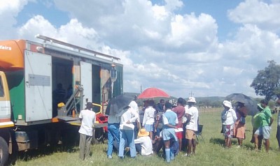 Residents getting help with their ID’s and birth certificates at the Home Affairs truck  at Letlhakane Community hall  …