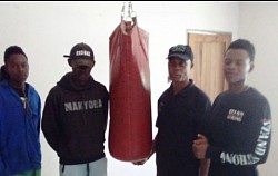 From right, Kutlwane Khoza, Ponatshego Kgatshe,Raymond Molete and Raotshepa Kgatshe inside the gym.