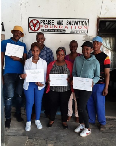 Some of the eight youth awarded NYDA certificates that will enhance them to start their own business and allow them to apply for funding at NYDA.