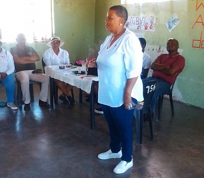 Ann Kotane talking about HIV/AIDS to the youth at the event in Pella.