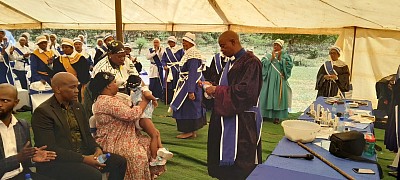 Archbishop Stephan MokgadiMolokwane of Praise and Salvation (Christ Apostolic Church) popularly known as Pako le Pholoso at the Easter Church service.
